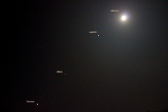 Mjesec i planete poredane
